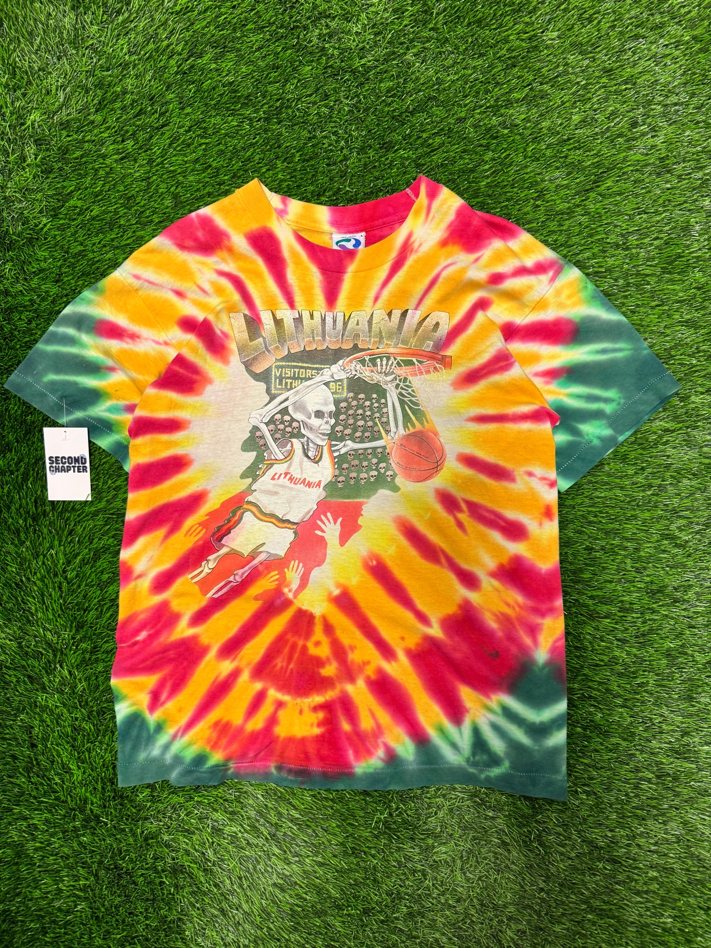 1992 Lithuania Grateful Dead Tie Dye Vintage Liquid Blue Band Tee (L)