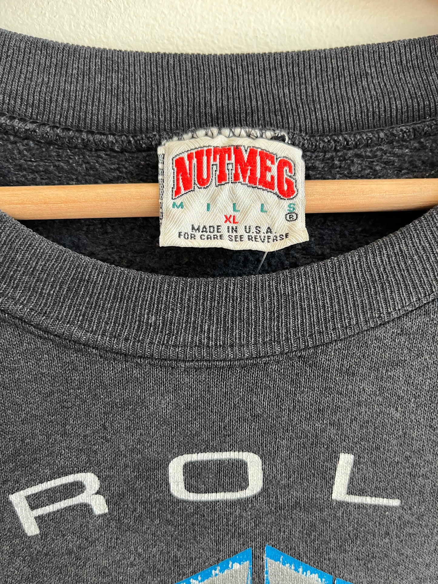 1994 Carolina Panthers Nutmeg Faded Spell Out Crewneck (XL)