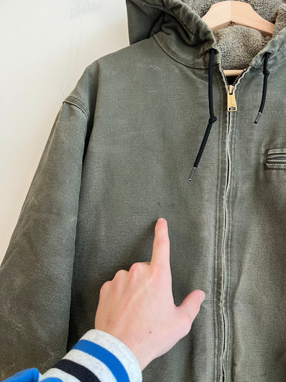 2012 Carhartt J141 ARG Faded Distressed Sherpa Lined Jacket (XL)