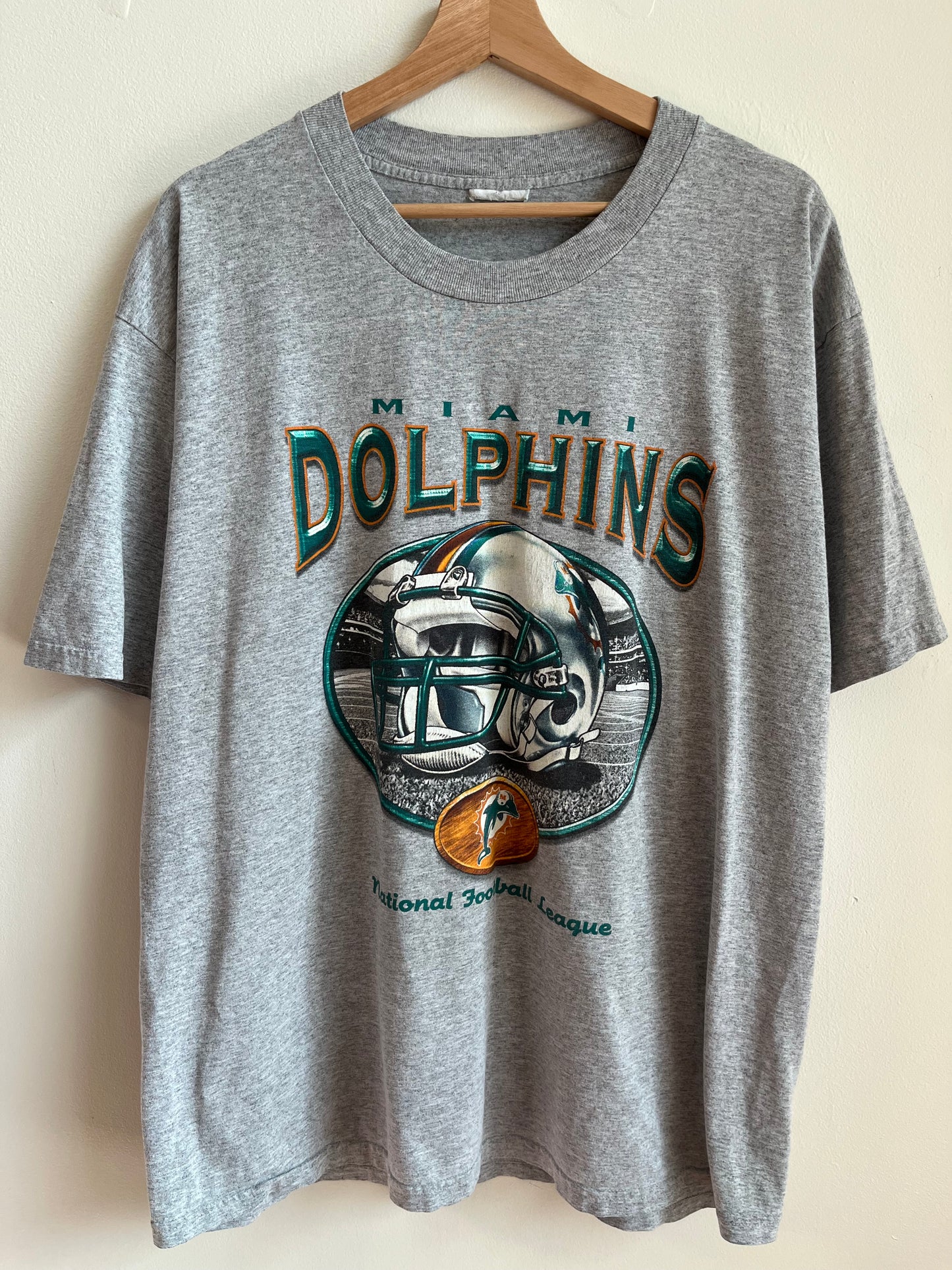 00s Miami Dolphins Grey Helmet Tee (XL)