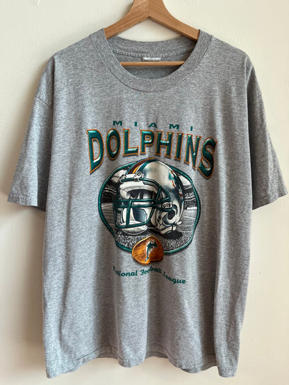 00s Miami Dolphins Grey Helmet Tee (XL)