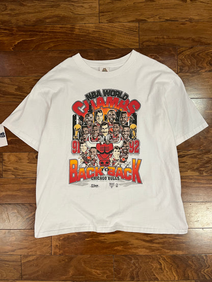 1992 Chicago Bulls Vintage NBA World Champs Caricature Tee (L)