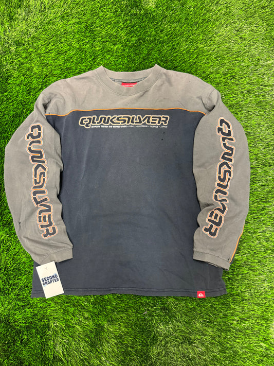 00s Vintage Quiksilver Two Tone Long Sleeve Surf Tee (M)
