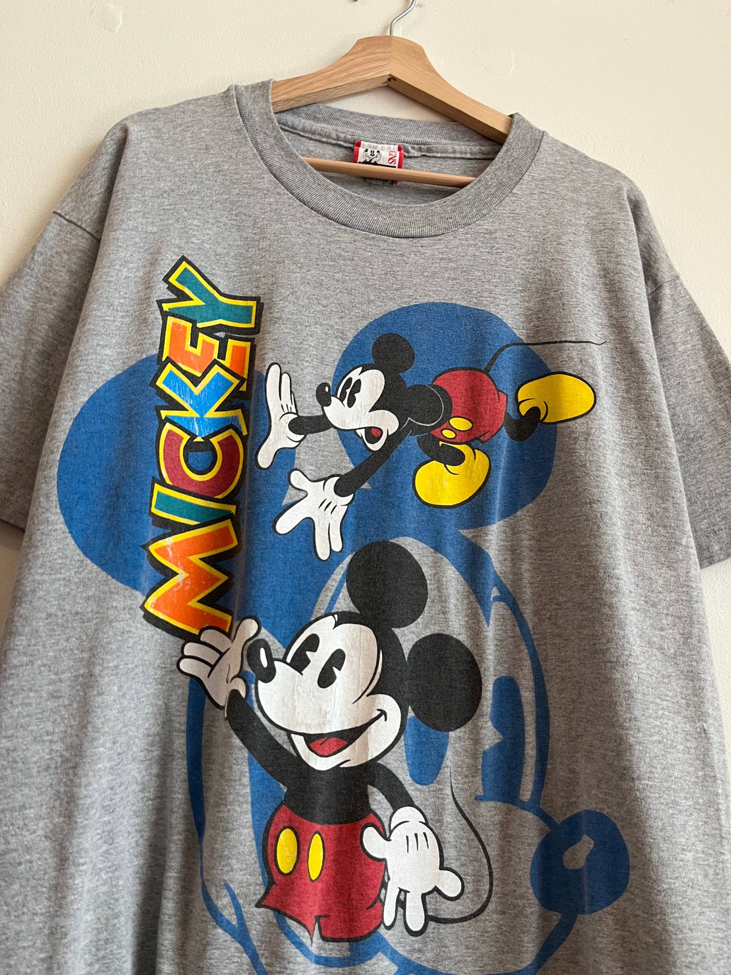 90s Disney Mickey Big Graphic Grey Tee (XL)