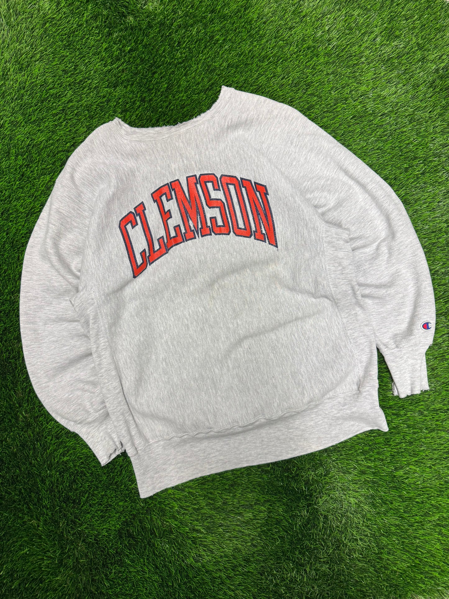 90s Clemson University Spell Out Reverse Weave Vintage Crewneck (XL)