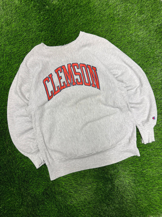 90s Clemson University Spell Out Reverse Weave Vintage Crewneck (XL)
