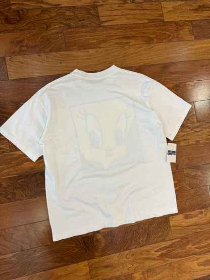 90s Looney Tunes Tweety Graphic White Tee (XL)