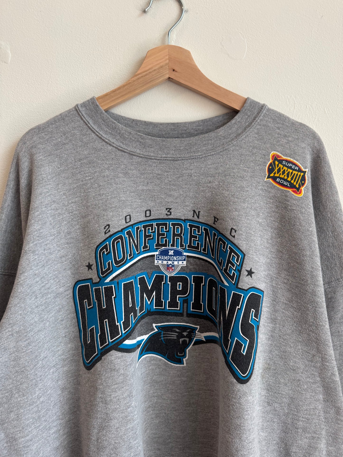 2003 Carolina Panthers NFC Champions Grey Crewneck (XXL)
