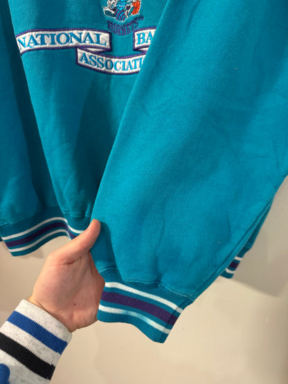 90s Charlotte Hornets Logo Athletic Teal Crewneck (L)