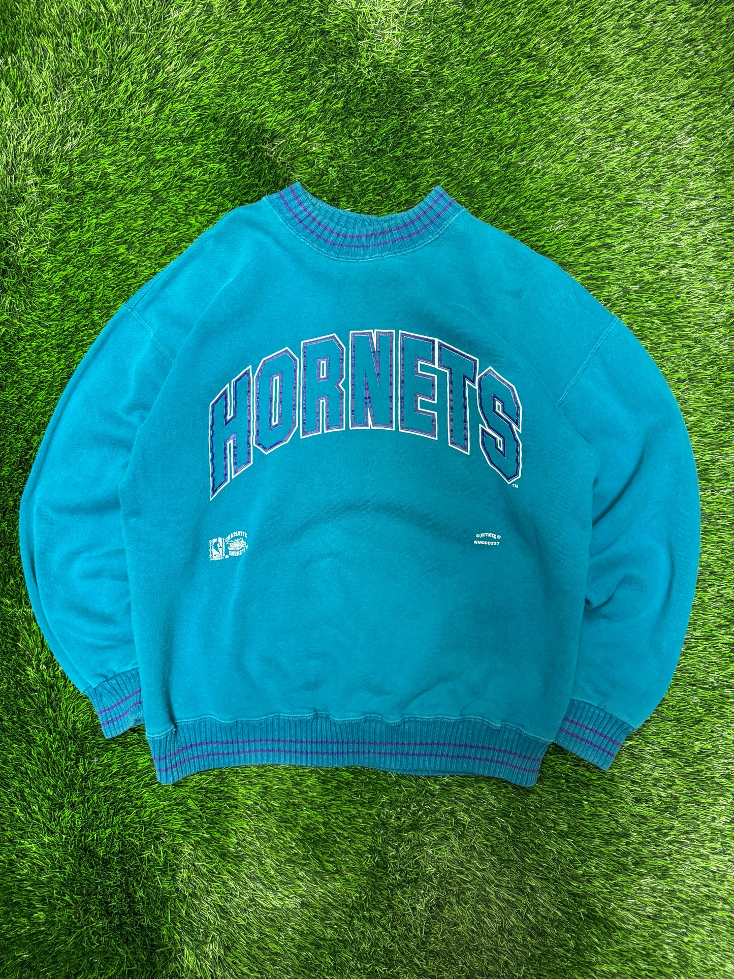 90s Charlotte Hornets Spell Out Vintage Nutmeg Crewneck (L)