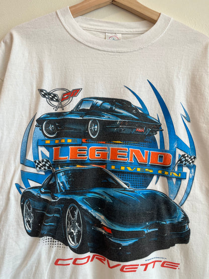 00s Corvette The Legend Lives On White Tee (L)