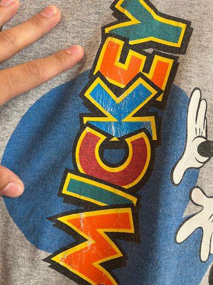 90s Disney Mickey Big Graphic Grey Tee (XL)