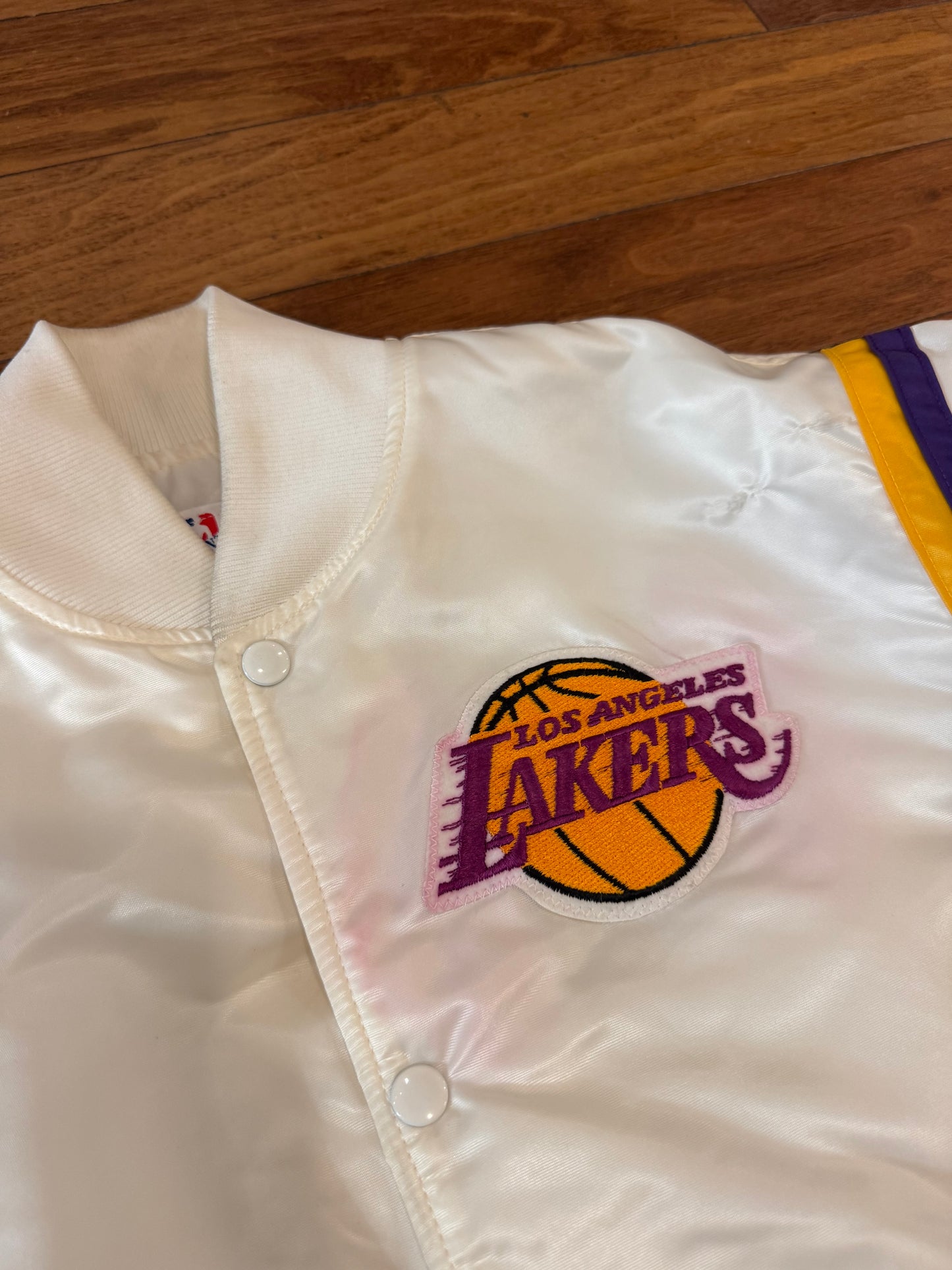 80s Los Angeles Lakers White Starter Satin Jacket (L)