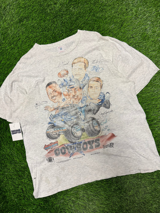 1994 Dallas Cowboys Faded Distressed Caricature Tee (XL)