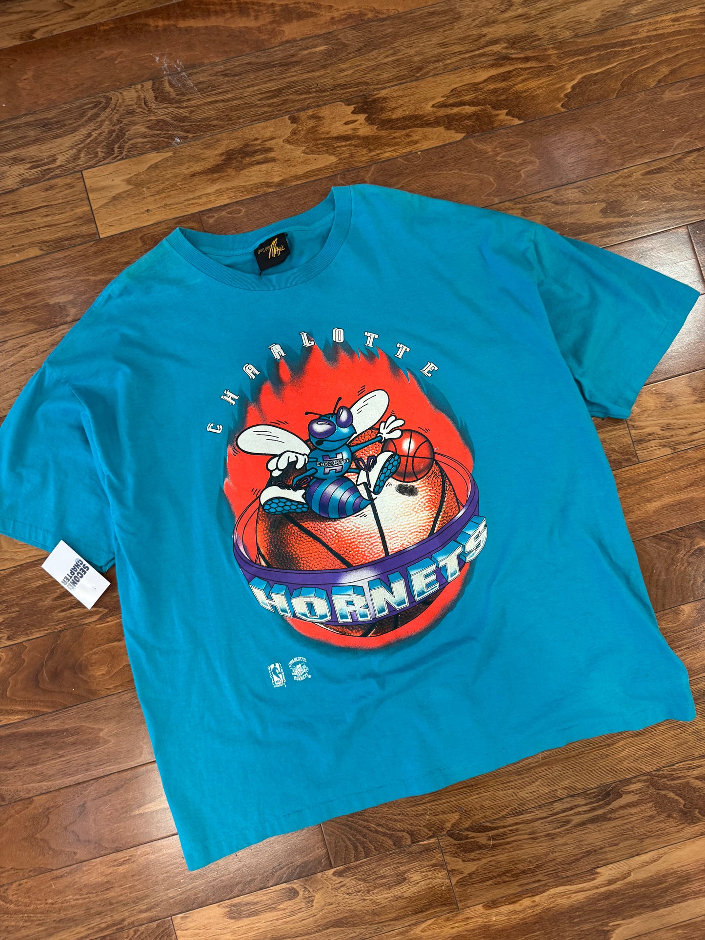 90s Charlotte Hornets Big Graphic Vintage Tee (XXL)
