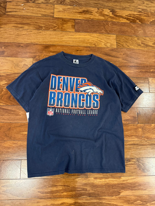 90s Broncos Starter Navy Starter Graphic Tee (L)