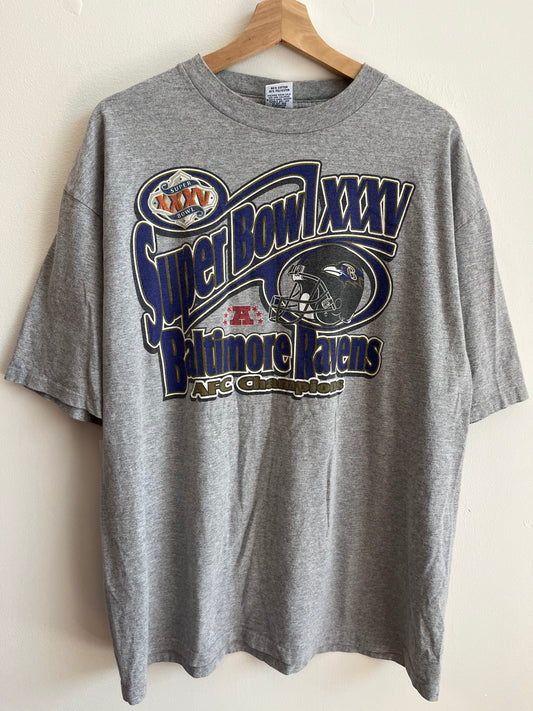 90s Baltimore Ravens True Fan Super Bowl Champs Tee (XL)