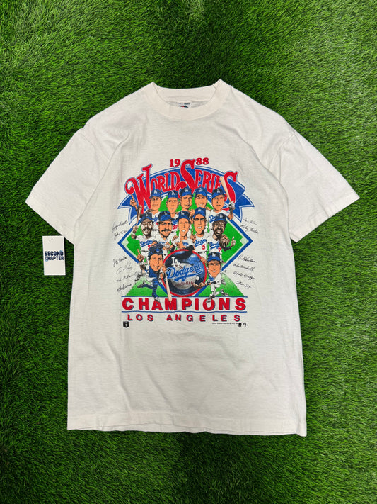 1988 Los Angeles Dodgers Caricature World Series Vintage MLB Tee (L)