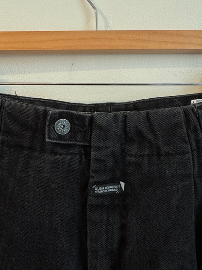 00s Marithe Francois Girbaud Grey Strap Black Baggy Shorts (34)