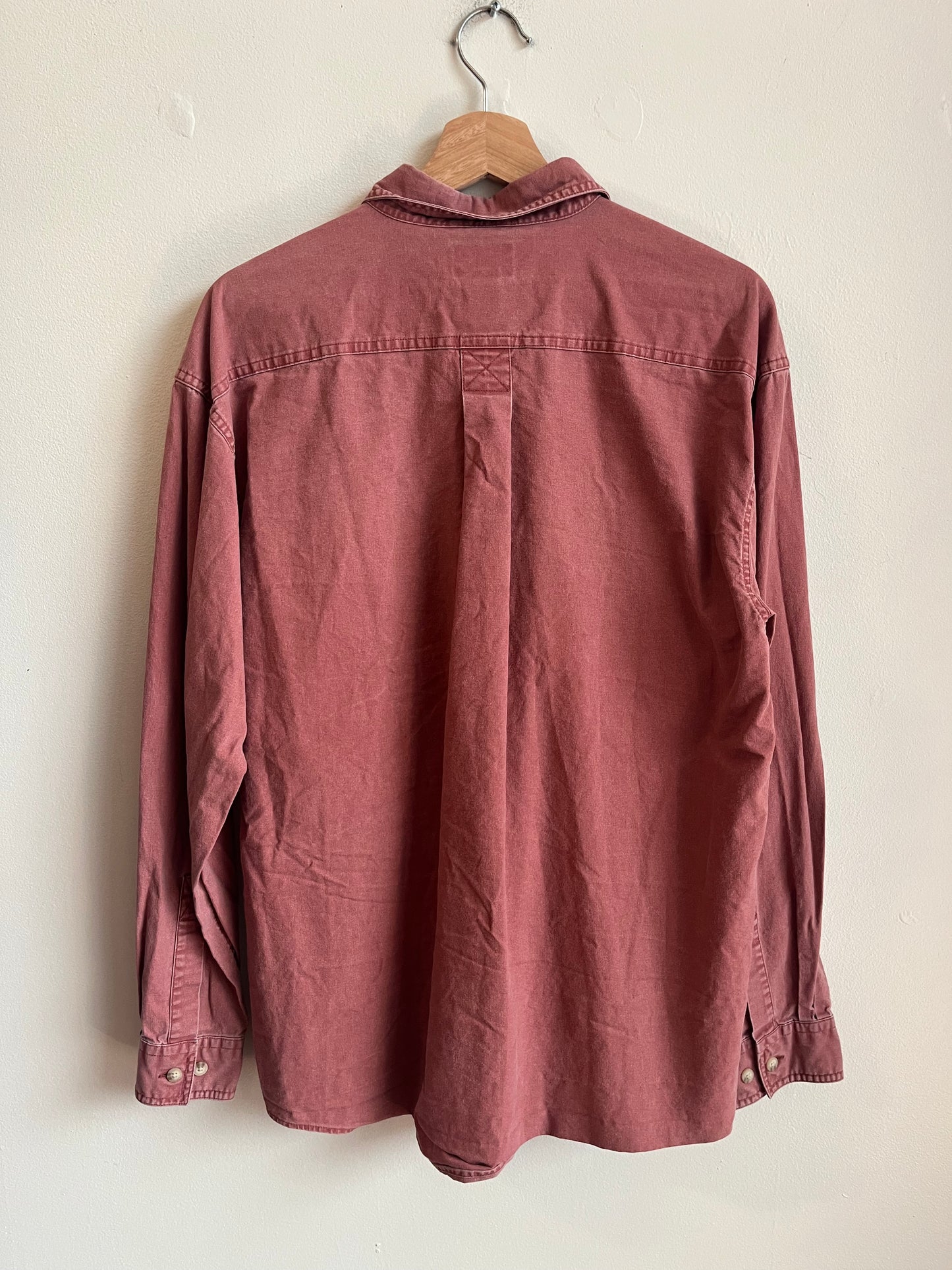 00s L.L Bean Salmon Button Up Essential Polo Shirt (M)