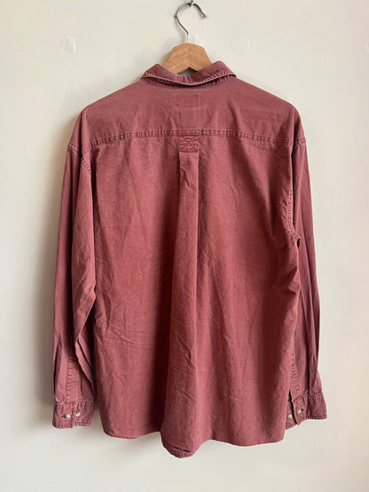 00s L.L Bean Salmon Button Up Essential Polo Shirt (M)
