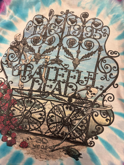 1995 Grateful Dead "Skeleton & Roses" Vintage Band Tie Dye Long Sleeve (XL)