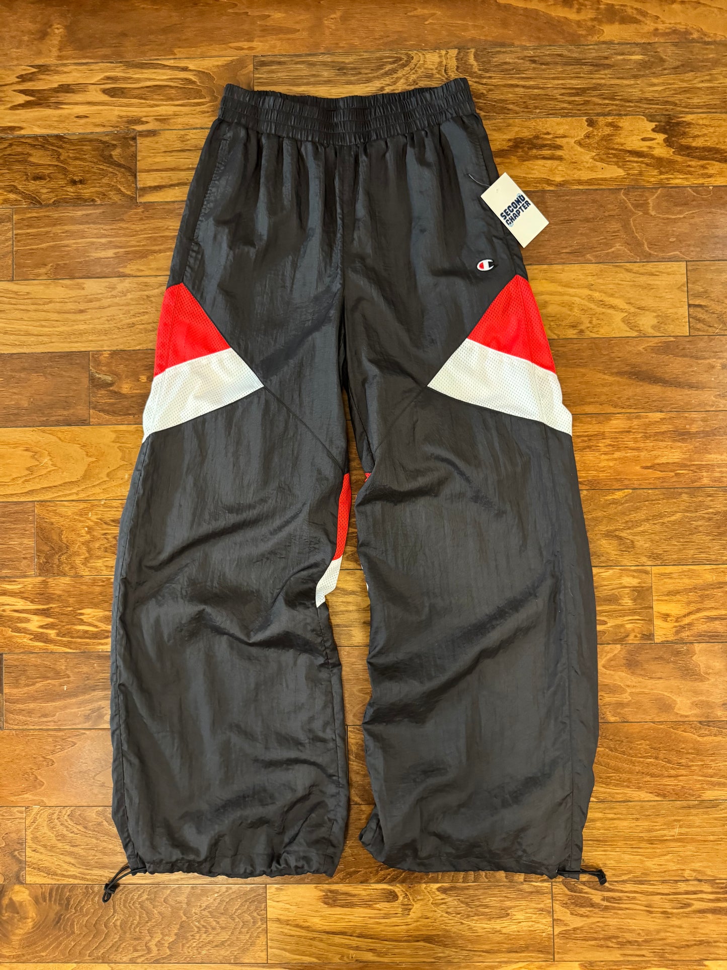 00s Champion Black/Red Track Pants (M)
