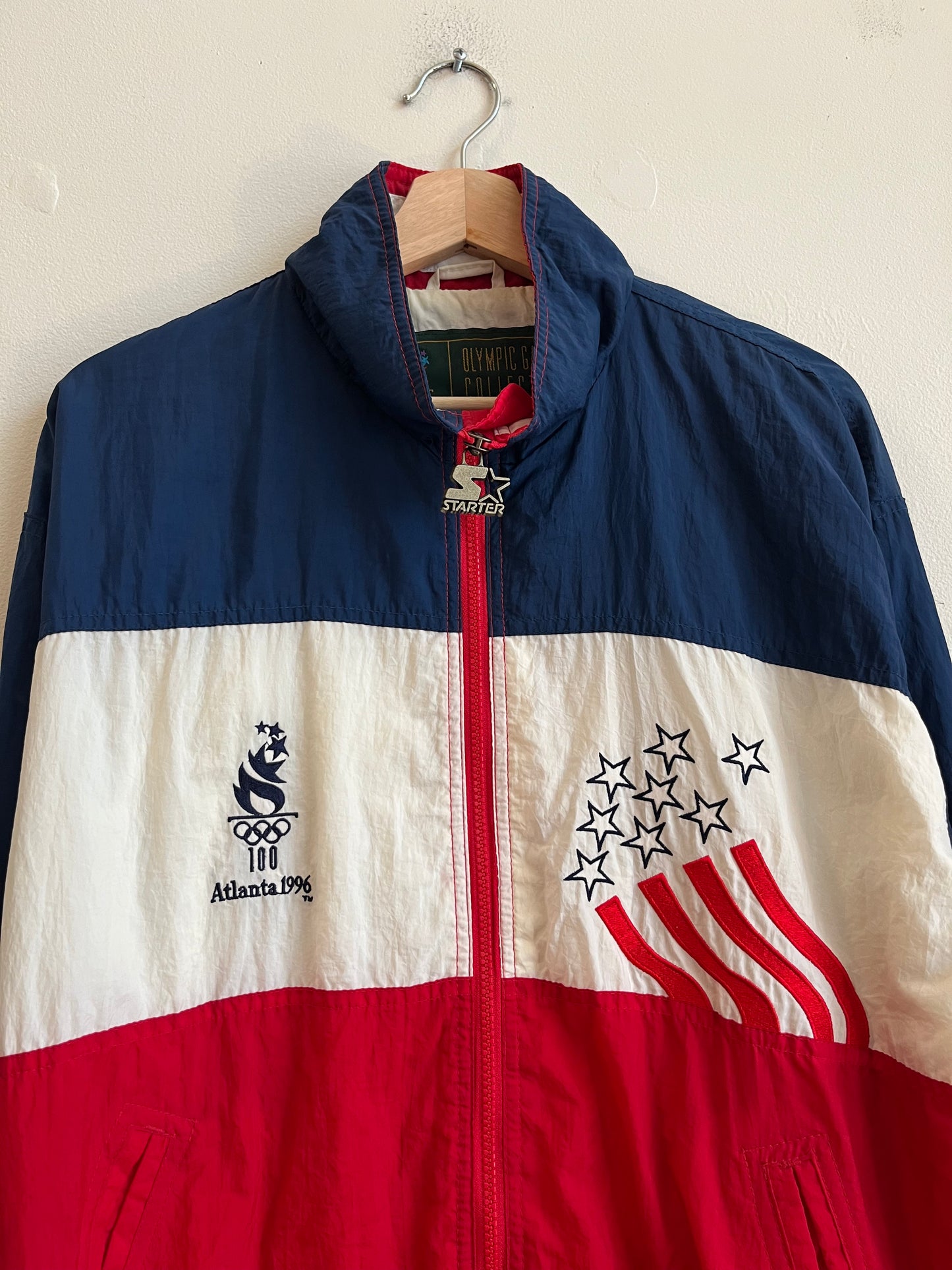 1996 Atlanta Olympics USA Red/White/Blue Starter Windbreaker (S)