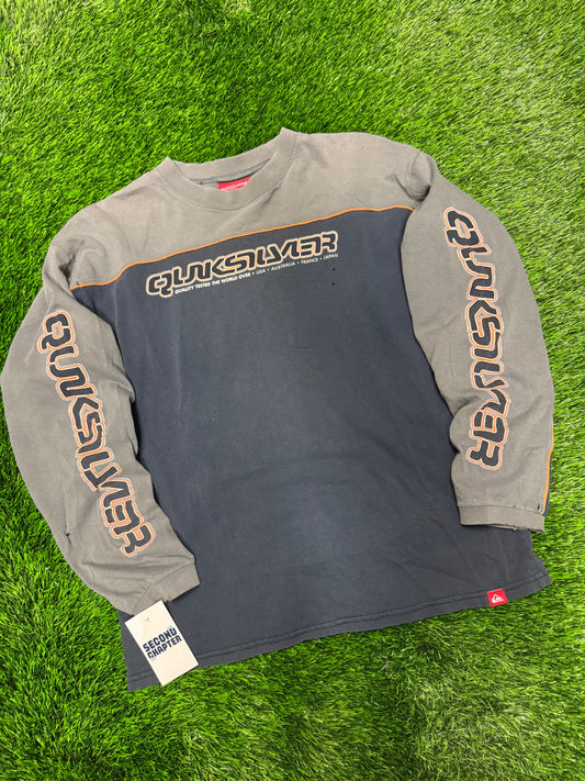 00s Vintage Quiksilver Two Tone Long Sleeve Surf Tee (M)