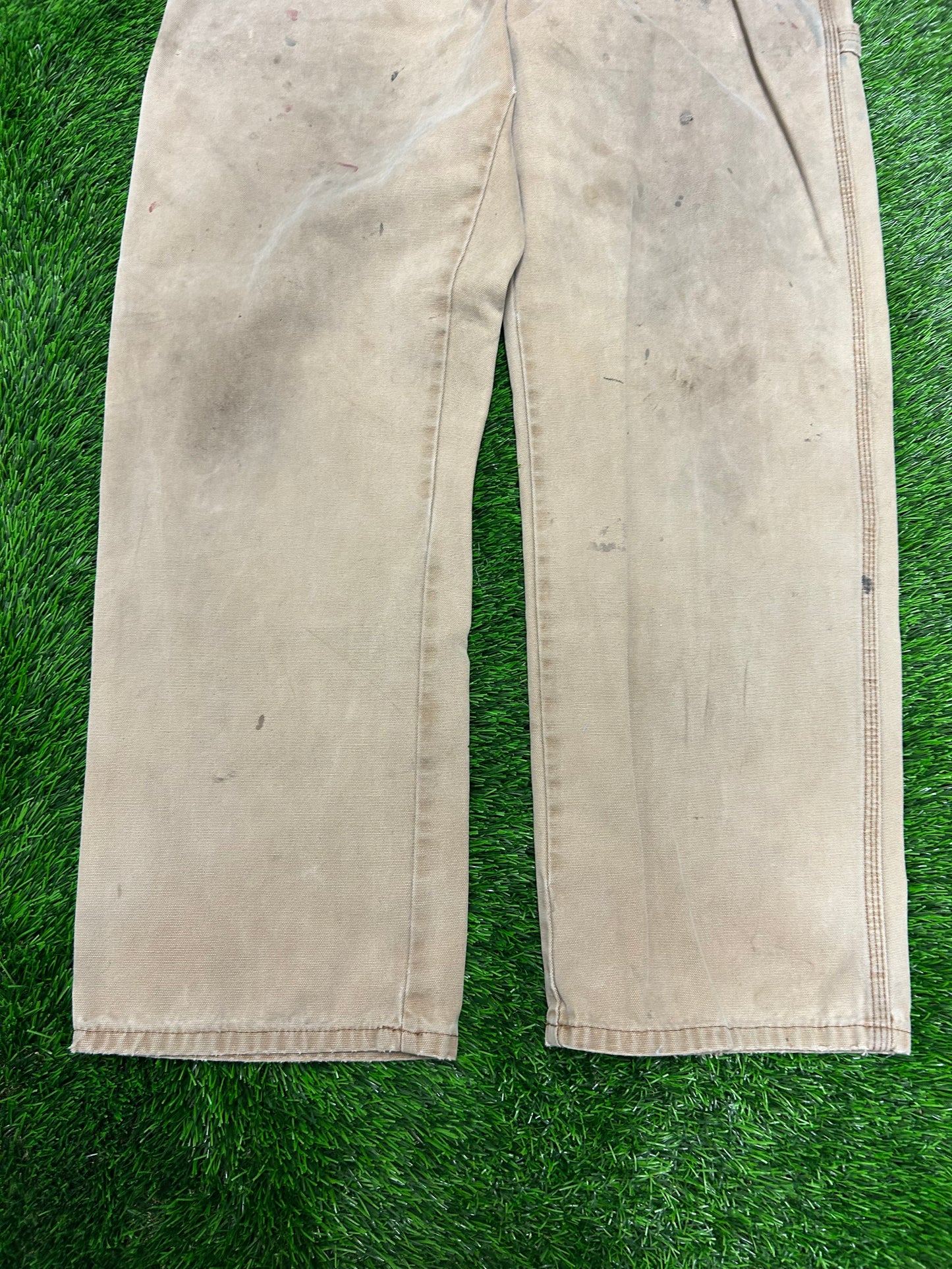 00s Dickies Tan Workwear Carpenter Stained Pants (38 x 32)