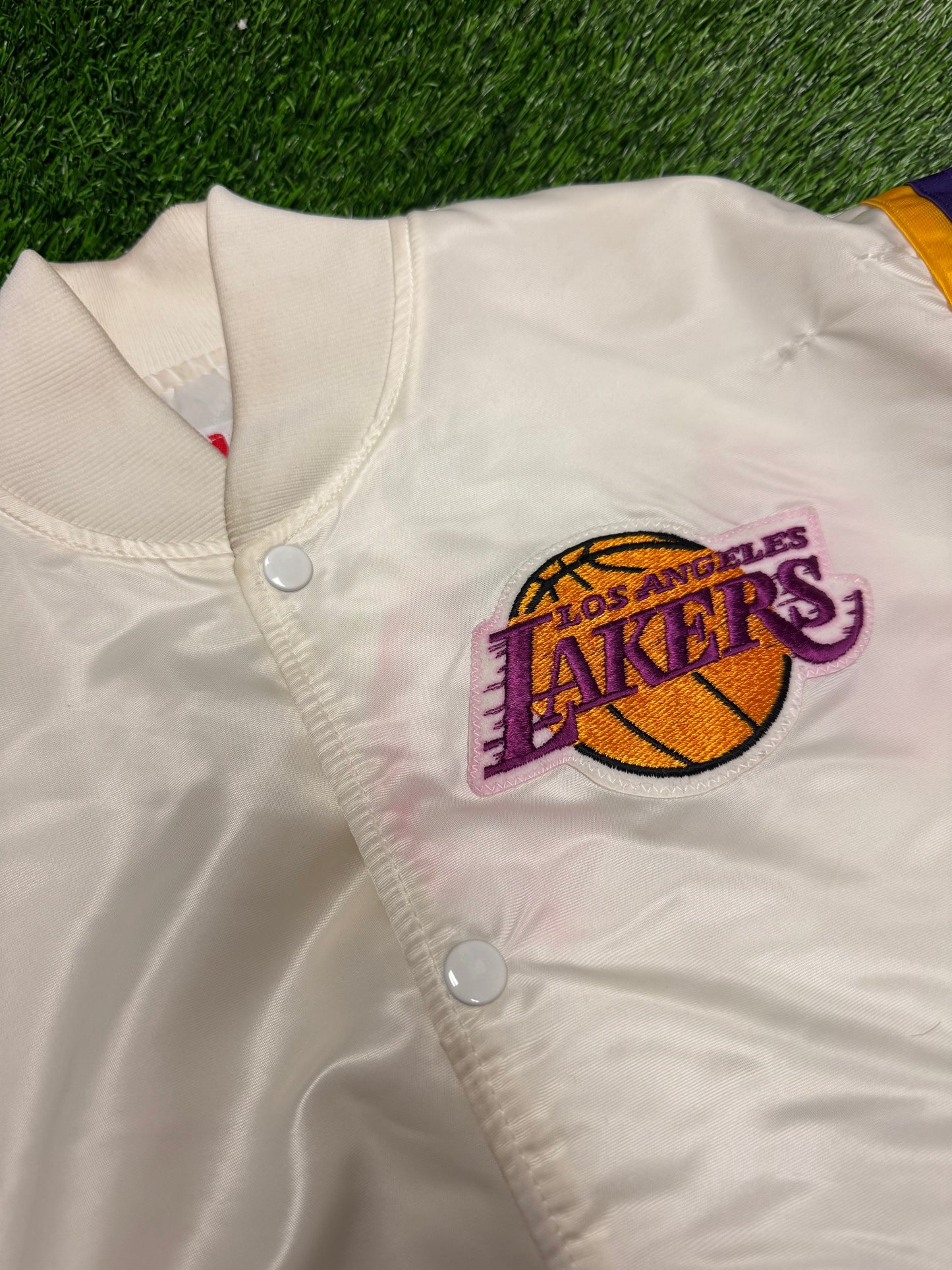 80s Los Angeles Lakers White Starter Satin Jacket (L)