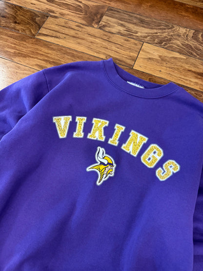 90s Minnesota Vikings Logo Athletic Spell Out Vintage Crewneck (M)