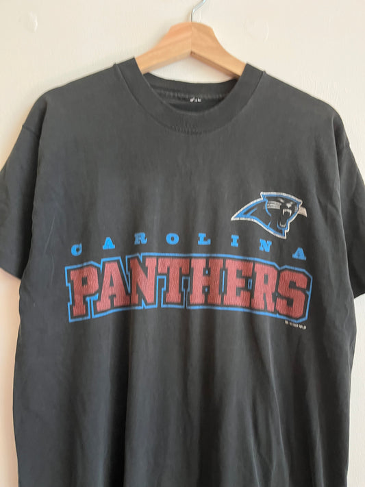 1997 Carolina Panthers Faded Black Spell Out Shirt (M)