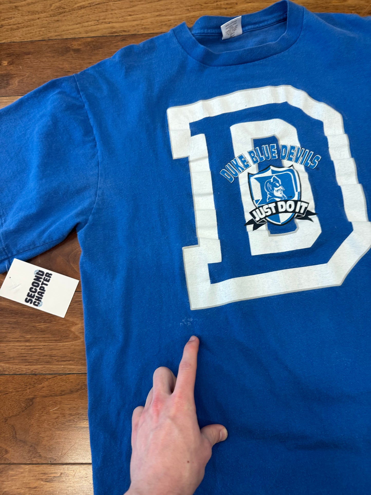 90s Duke Nike "Just Do It" Blue Tee (XL)