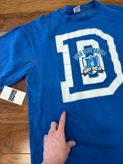 90s Duke Nike "Just Do It" Blue Tee (XL)