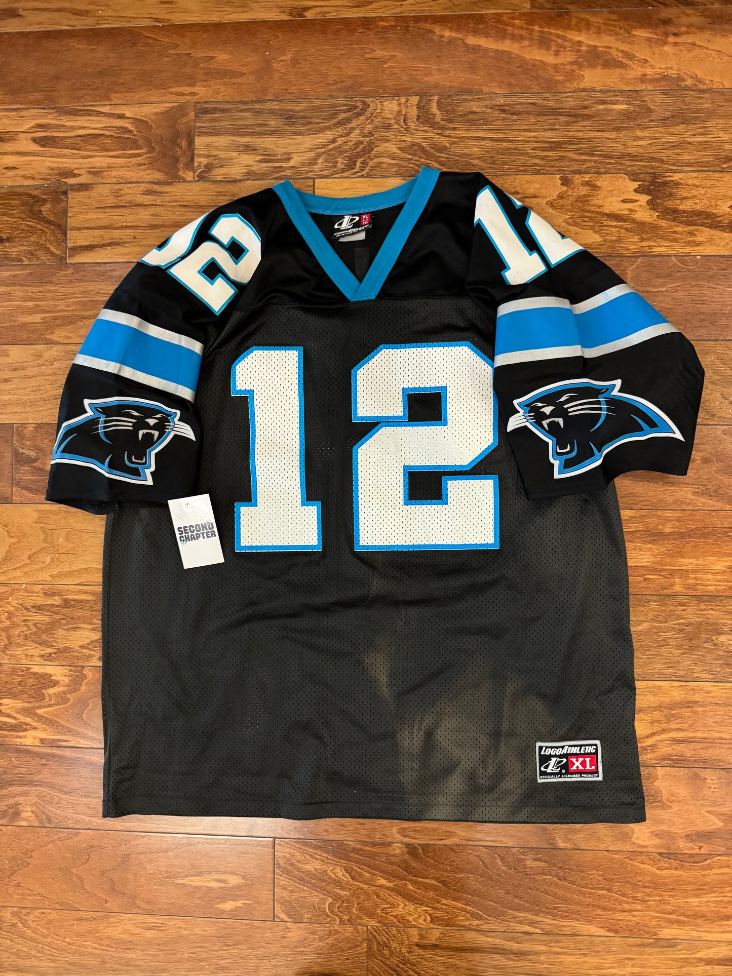 90s Carolina Panthers Kerry Collins Sun Faded Logo Athletic Jersey (XL)