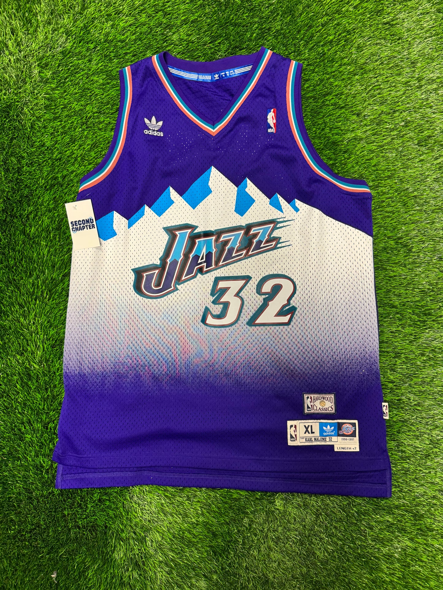 2016 Utah Jazz Karl Malone #32 Adidas Hardwood Classics Purple Mountain Jersey (XL)