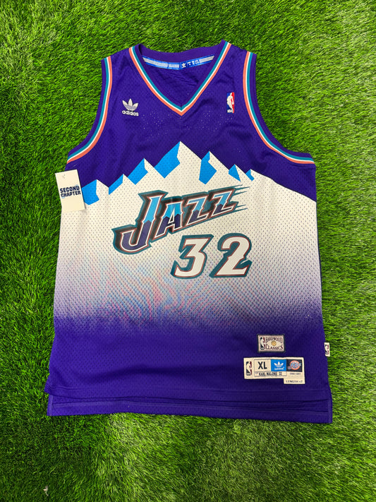 2016 Utah Jazz Karl Malone #32 Adidas Hardwood Classics Purple Mountain Jersey (XL)