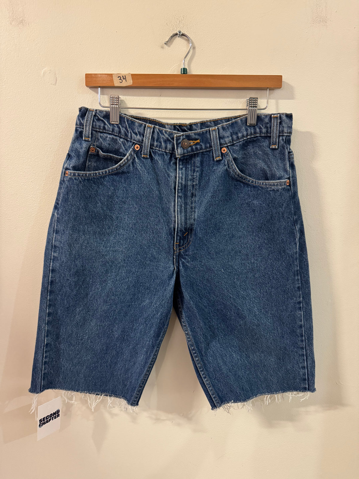 1995 Levi’s 505 Dark Wash Orange Tab Shorts (34)