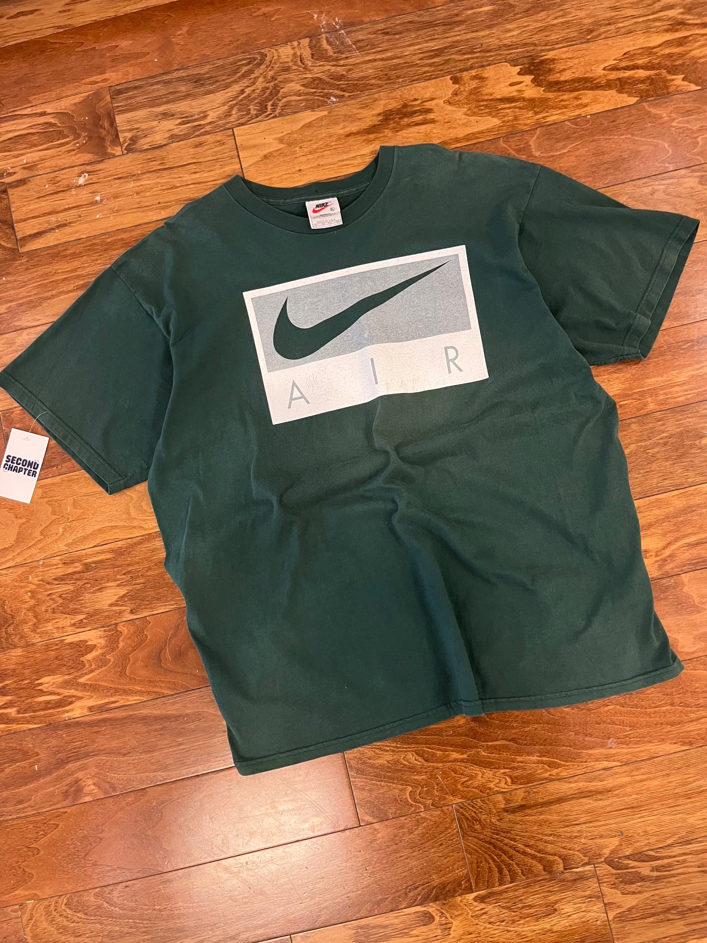 90s Nike Big Swoosh Green Tee (XL)