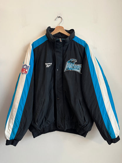 90s Carolina Panthers Reebok Striped Puffer Jacket (L)