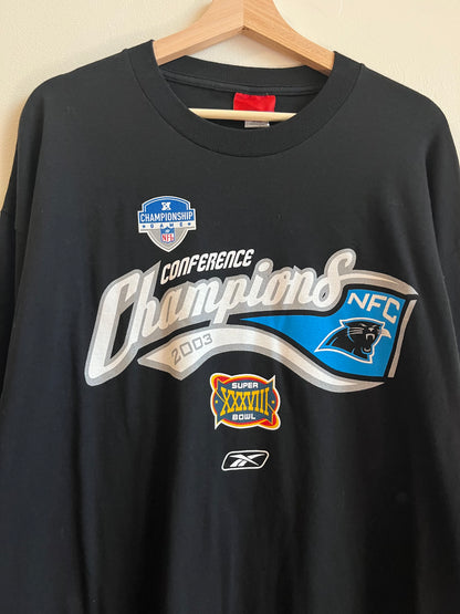 2003 Carolina Panthers Super Bowl NFC Black Long-Sleeve Shirt (L)