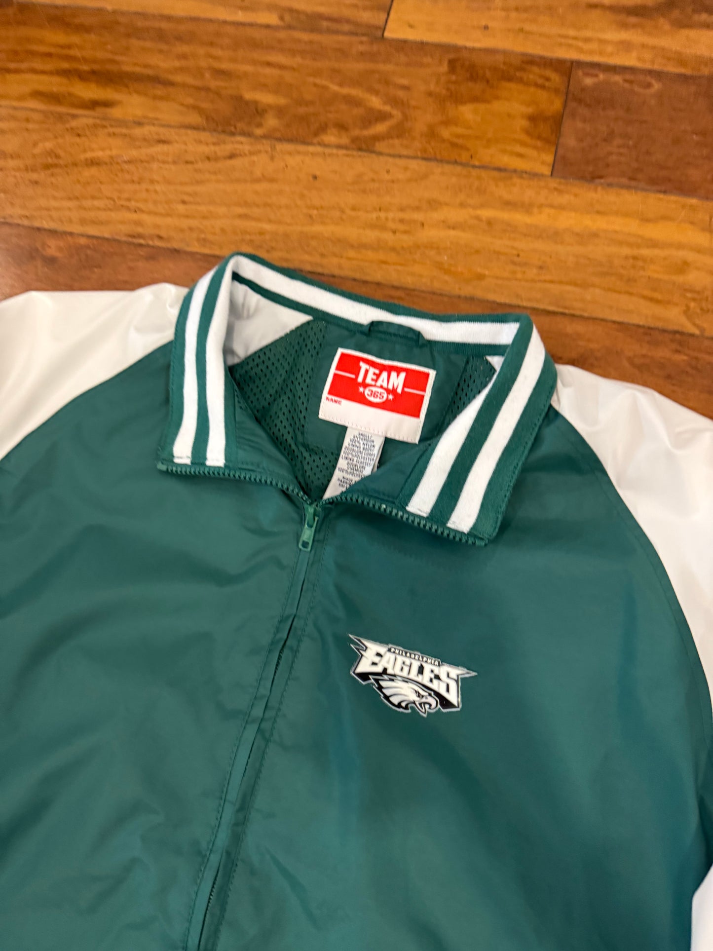 00s Philadelphia Eagles Green & White Windbreaker (L)