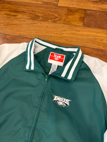 00s Philadelphia Eagles Green & White Windbreaker (L)