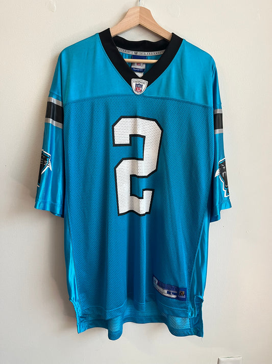 00s Carolina Panthers Jimmy Clausen #2 Blue Reebok Jersey (L)