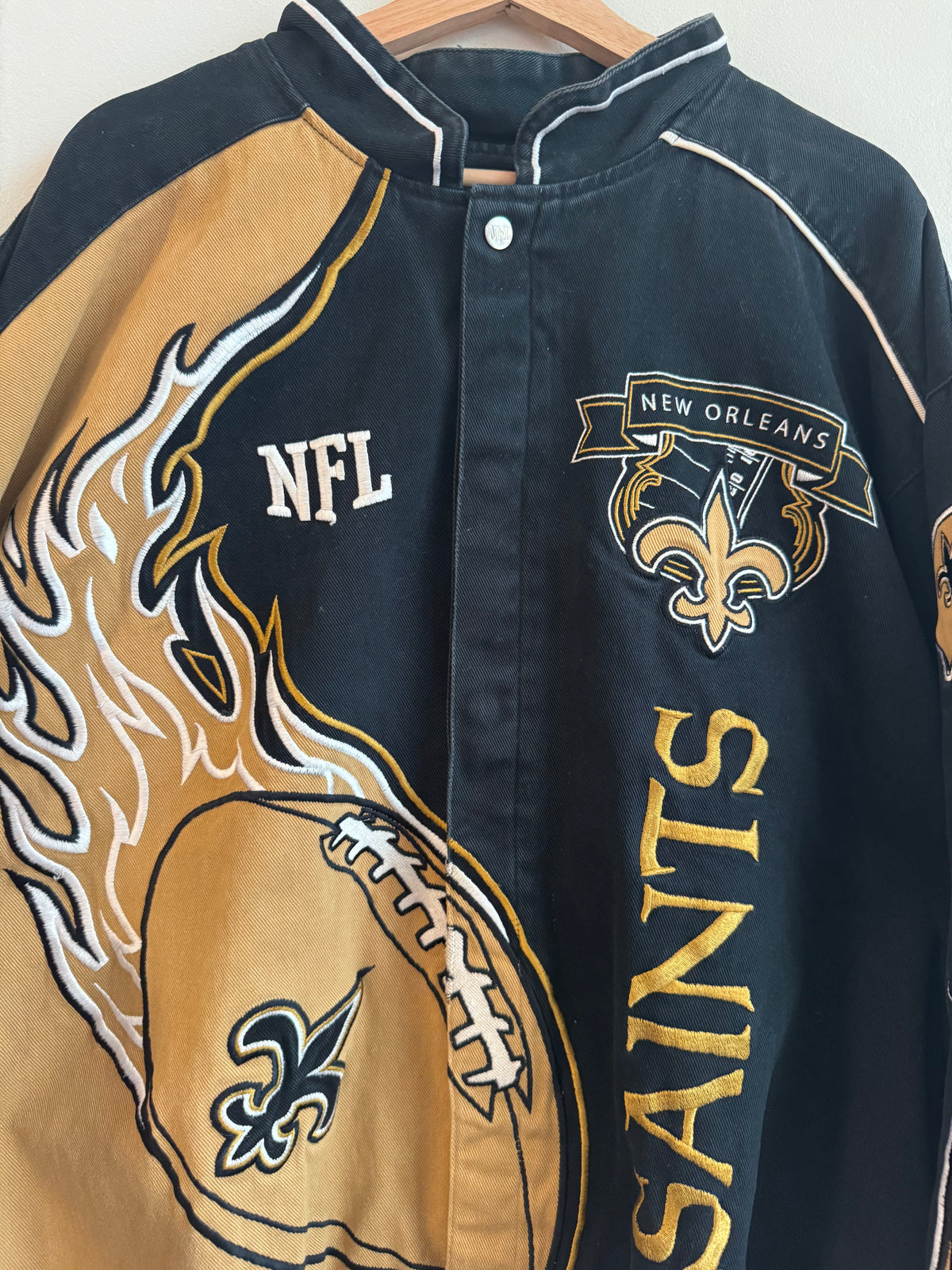00s New Orleans Saints Flames Racing Jacket (XXXXL)