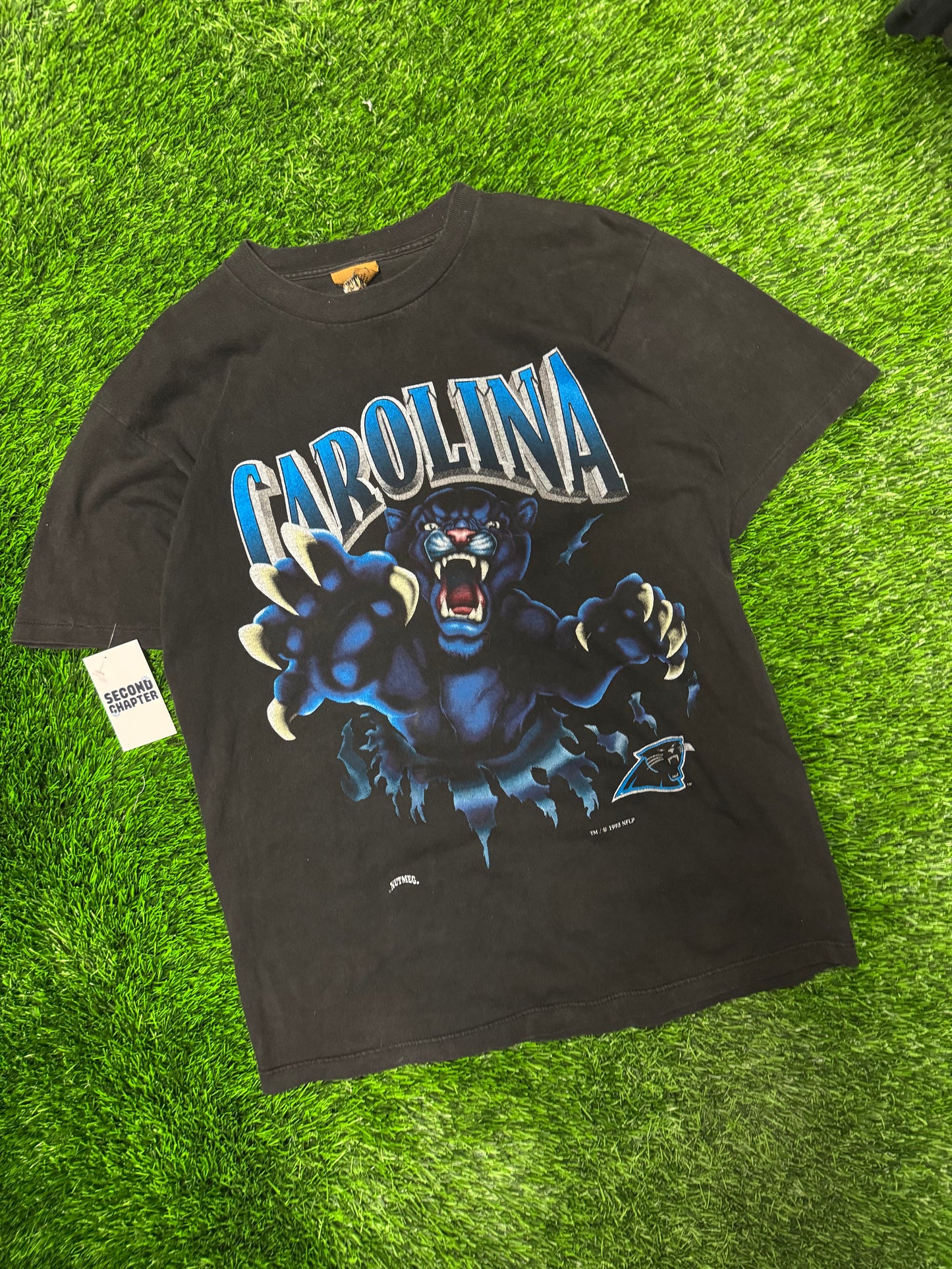 1993 Carolina Panthers Faded Black Nutmeg Breakthrough Tee (L)