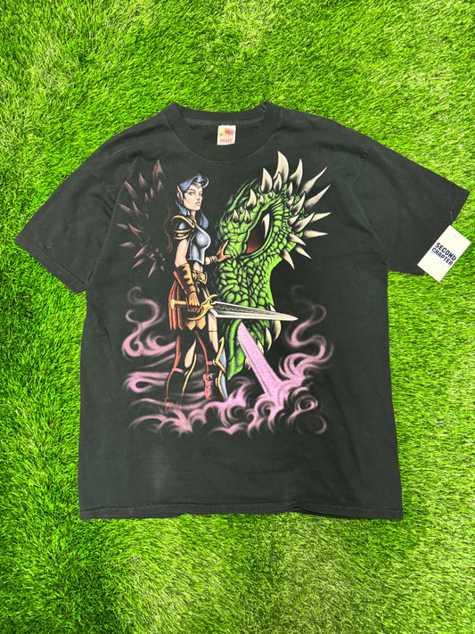 90s Dragon Queen Vintage Double Sided Anime Tee (XL)