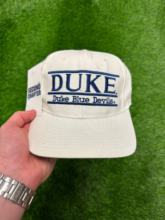90s Duke University Blue Devils The Game White Vintage Snapback Hat (OS)