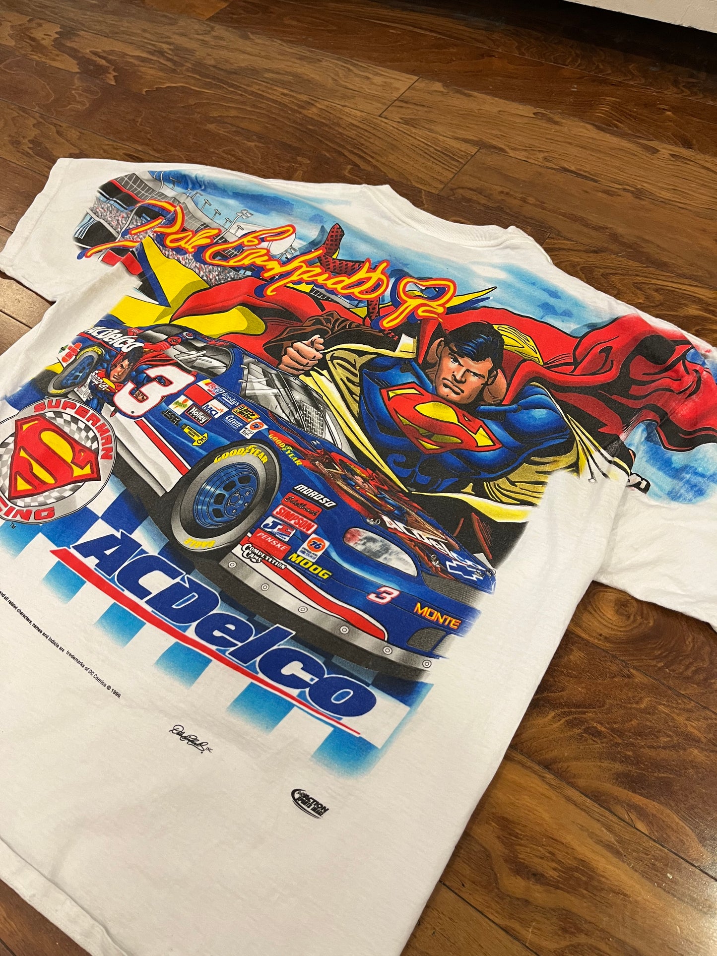 1999 Dale Earnhardt Jr. Superman AOP Nascar Tee (XL)